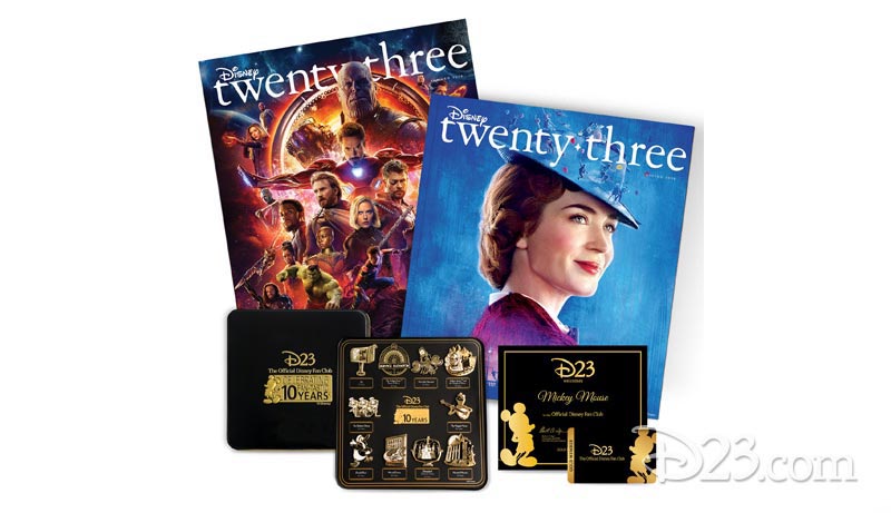 D23 revistas e pins