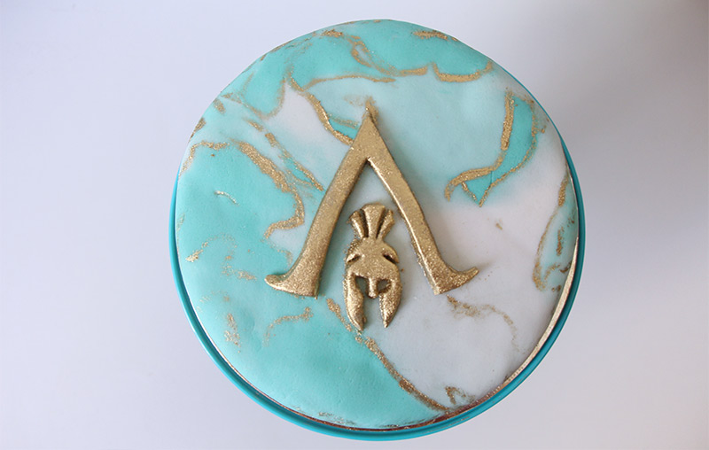 Meu bolo de aniversário com o tema Assassin's Creed Odyssey.